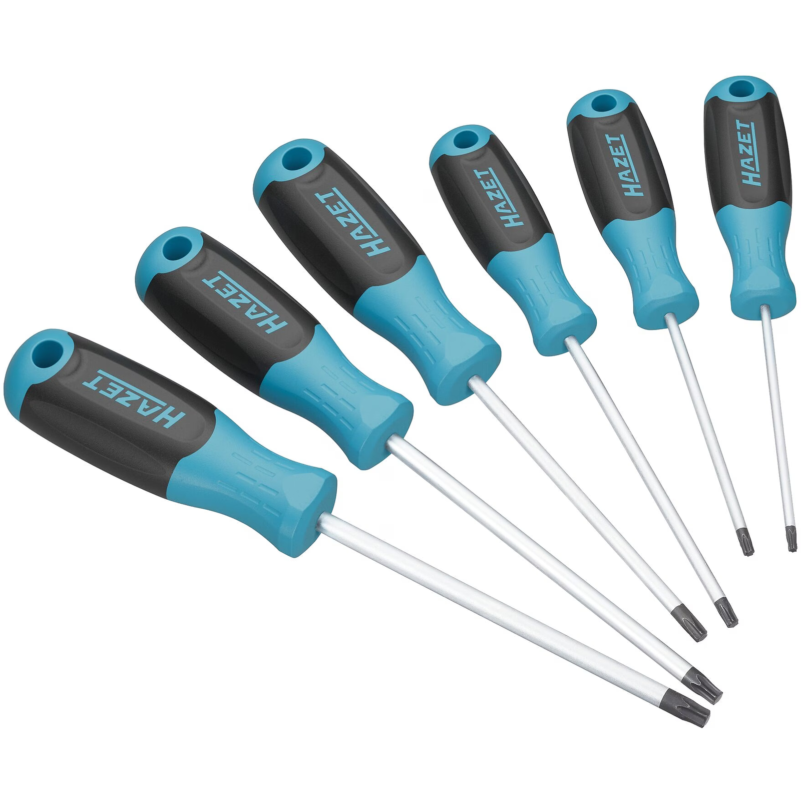 Jeu de tournevis profil TORX intérieur 6 pièces T10-T30 manche 3 composants antidérapant HAZET - 811T/6