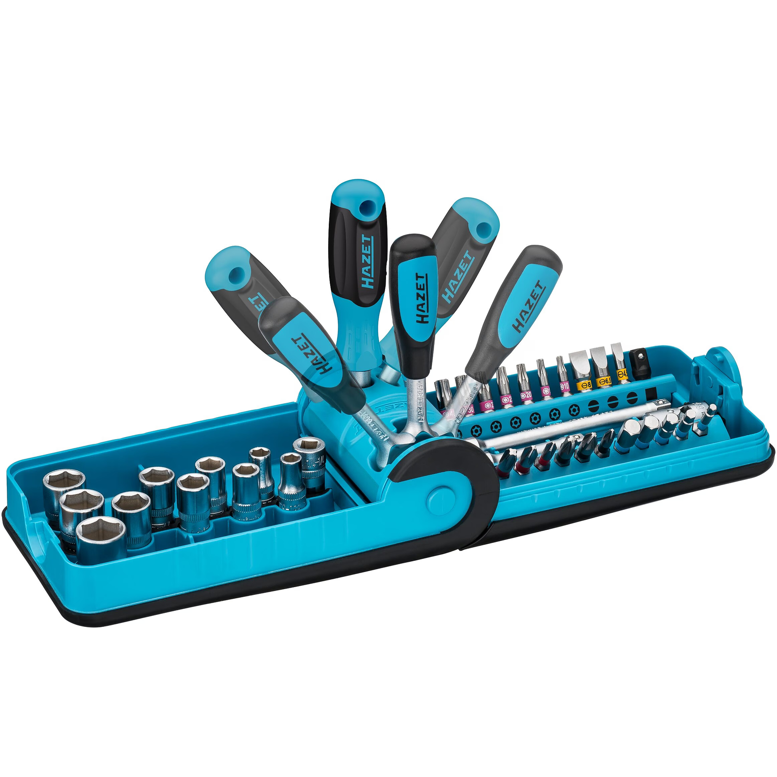 Jeu de clés à douilles 38 pièces carré creux et hexagone 1/4 pouce avec coffret plastique HAZET - 856-1