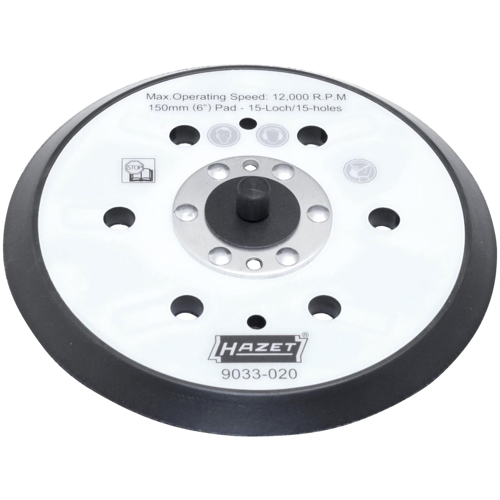 Plateau de ponçage 15 trous Ø 150 mm fixation auto-agrippante pour ponceuse excentrique 9033-2 HAZET - 9033-020