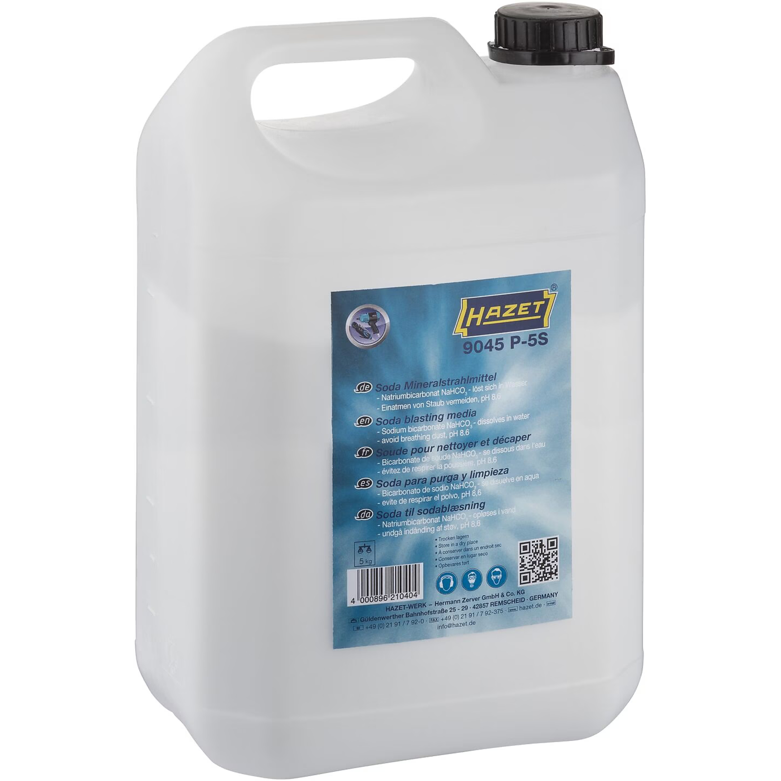 Agent de sablage bicarbonate de sodium 5 L bidon avec poignée optimisé 9045P-1 HAZET - 9045P-5S