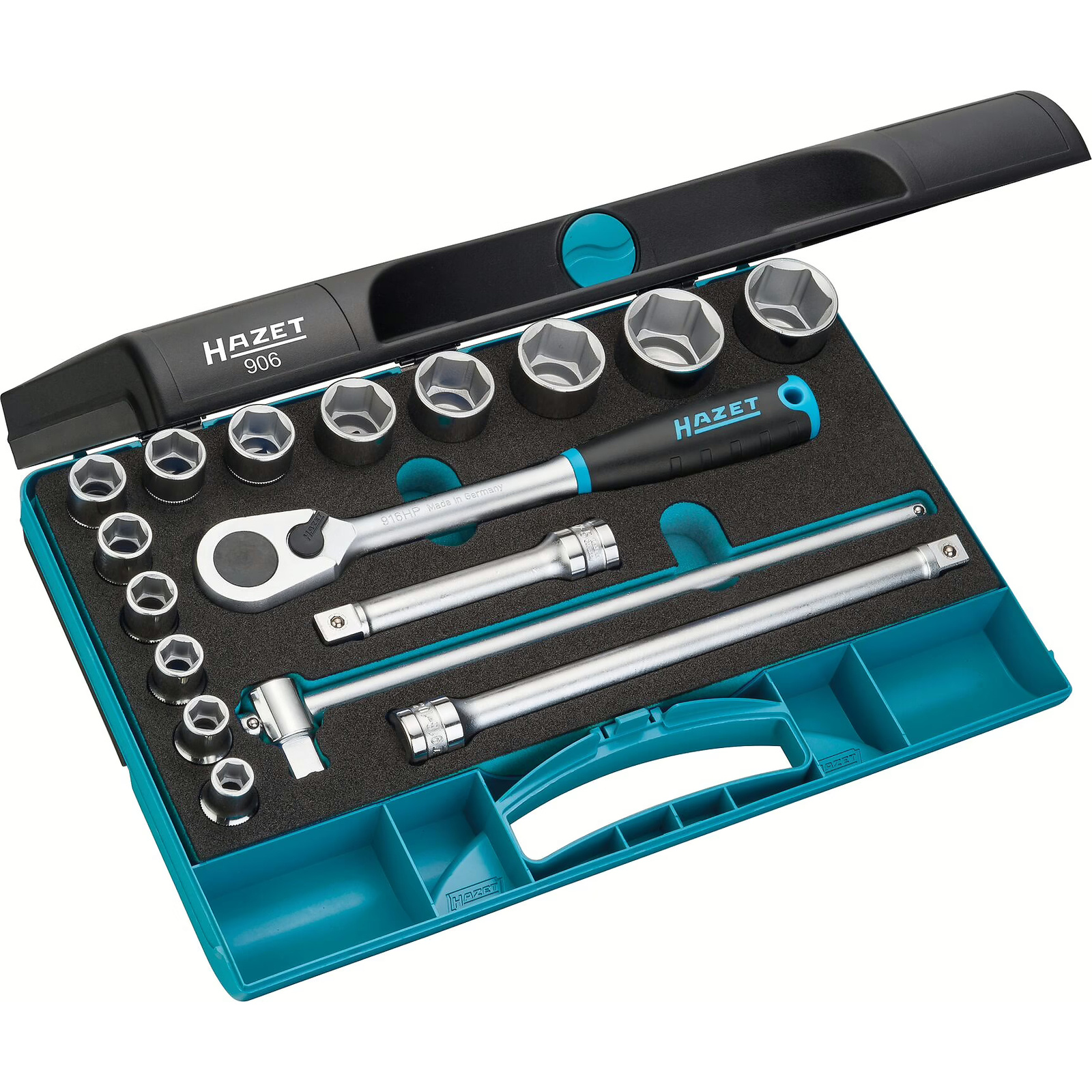 Jeu de clés à douilles 17 pièces carré creux 1/2