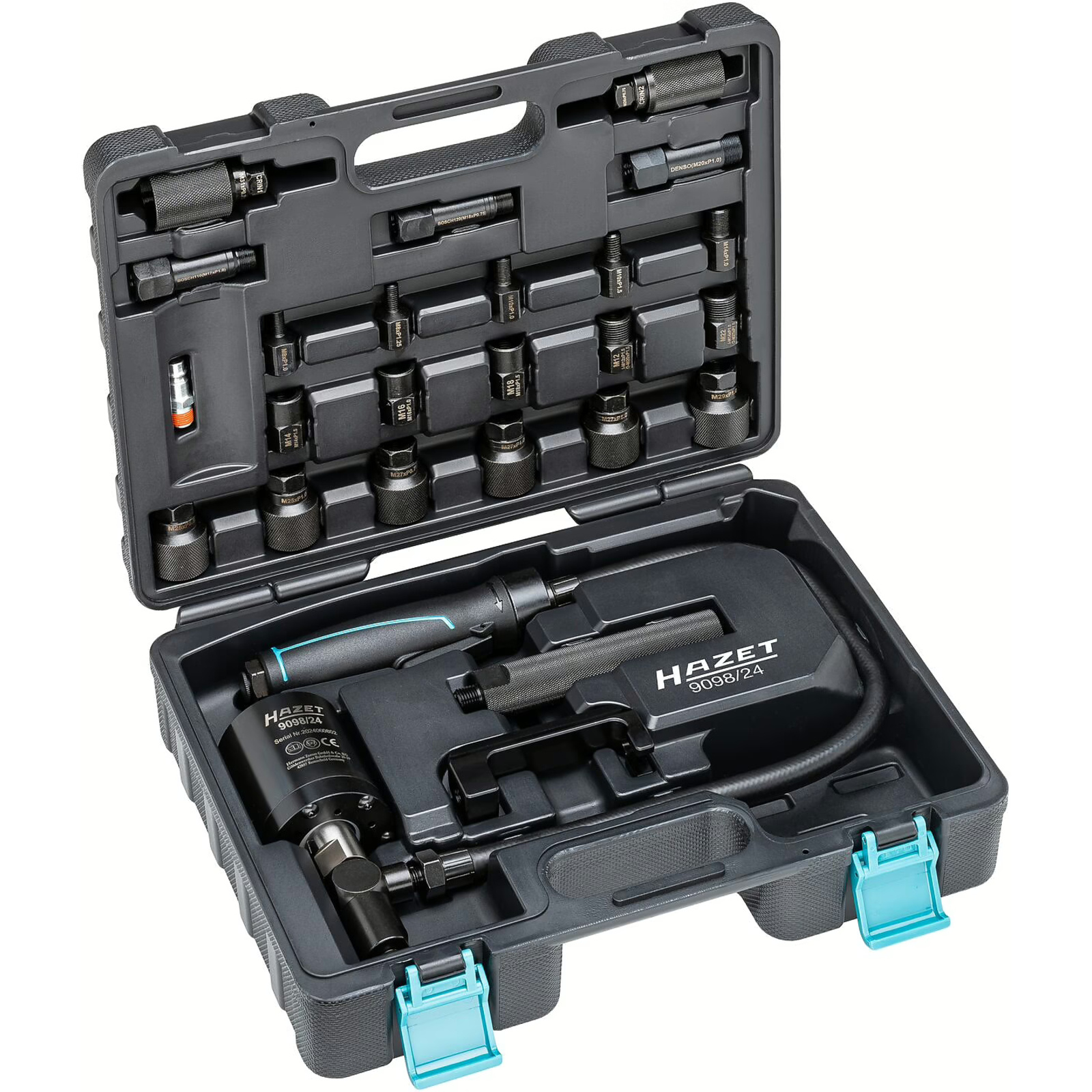 Extracteur à chocs pneumatique injecteurs diesel 24 pièces avec adaptateurs HAZET - 9098/24
