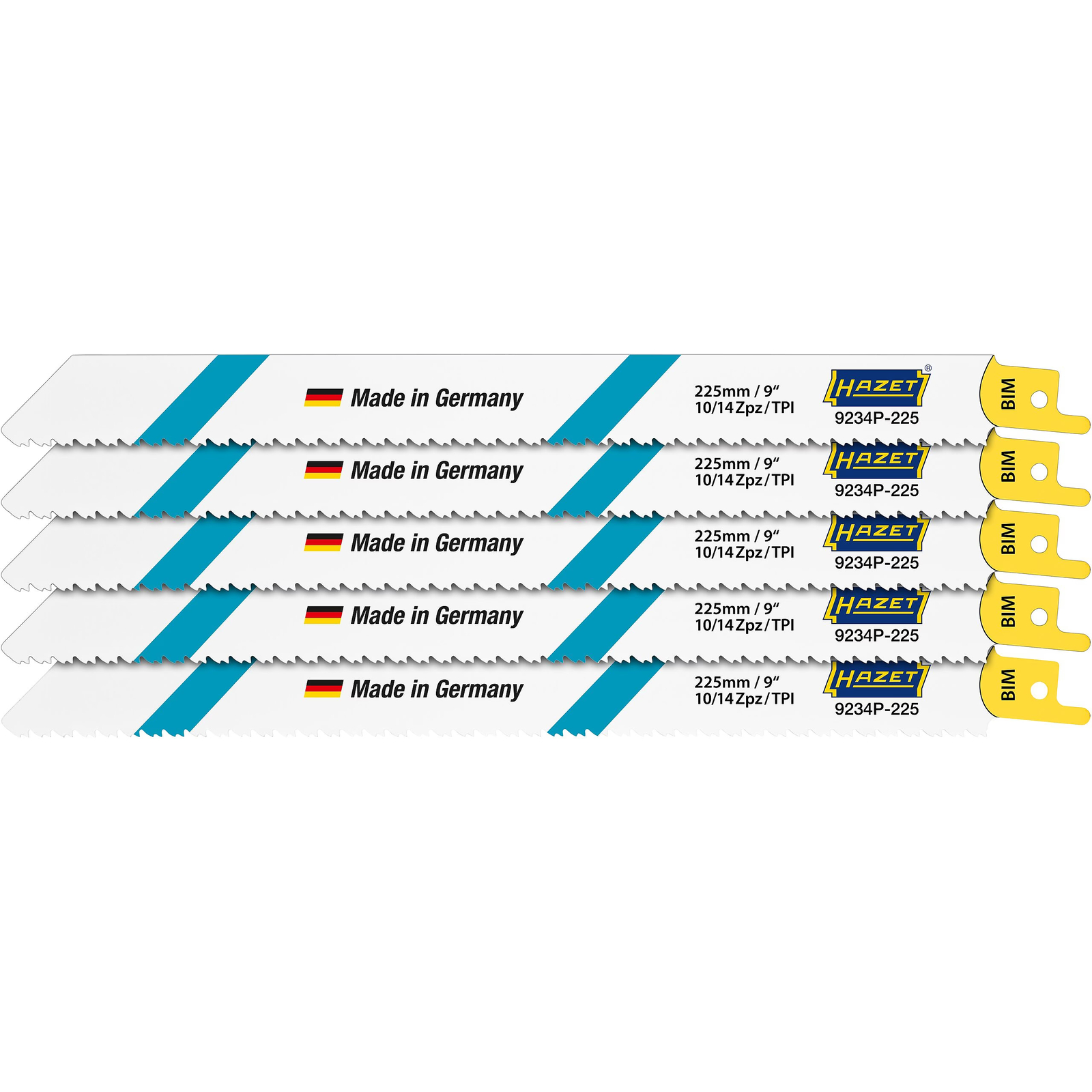 Jeu de lames de scie sabre flexibles 205 mm 5 pièces pour bois et métal HAZET - 9234P-225/5
