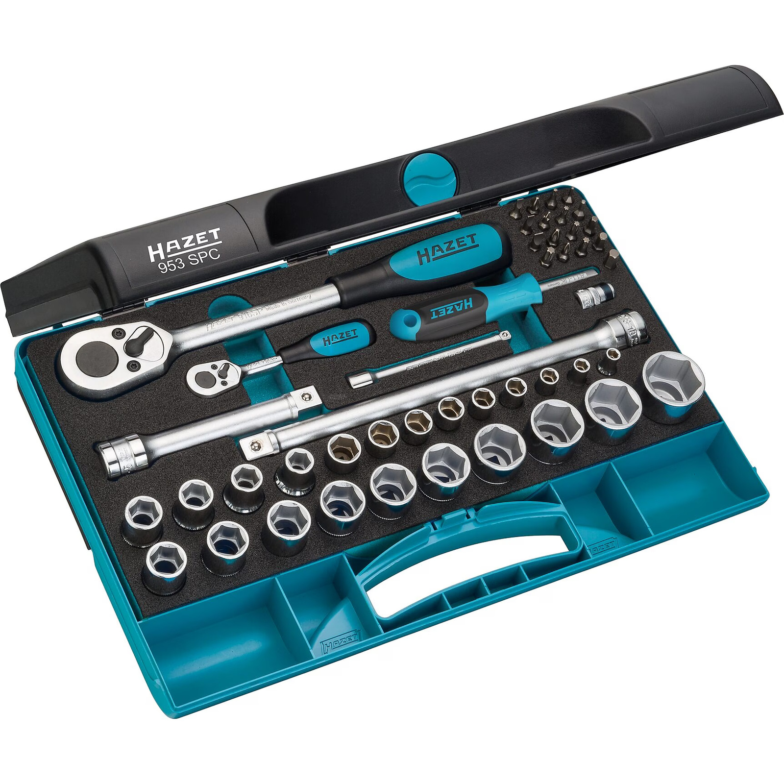 Jeu de clés à douilles 47 pièces carré creux 1/4 et 1/2 pouce avec coffret HAZET - 953SPC
