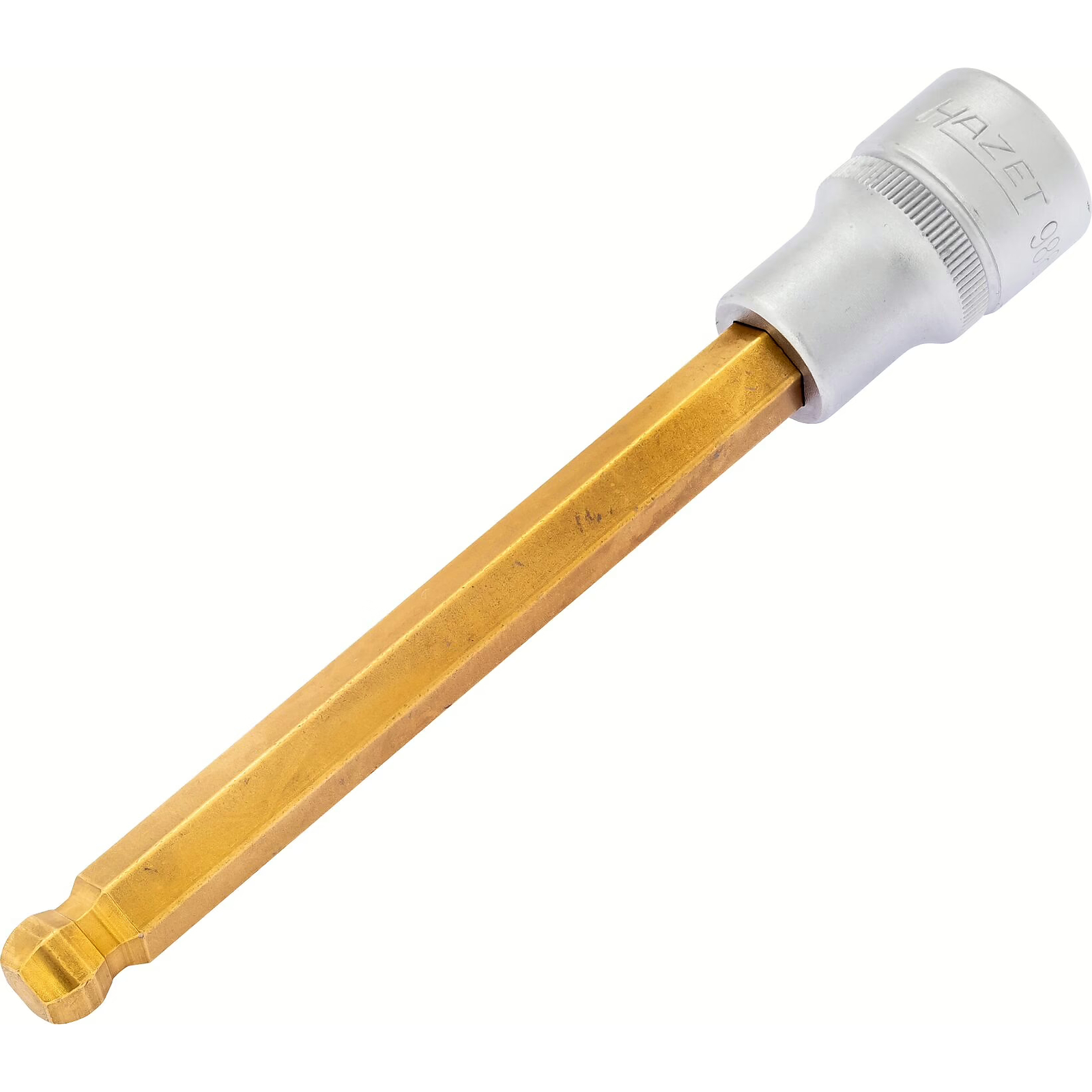 Douille mâle carré creux 1/2 pouce 10 mm tête sphérique avec moletage longue HAZET - 986KK-10