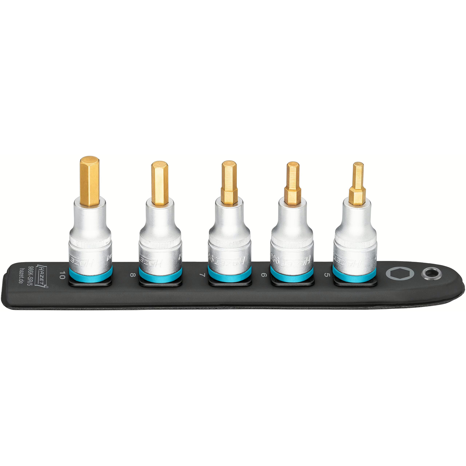 SmartRail barre enfichable plastique 1/2 pouce 5 logements carrés aimantée HAZET - 986K-SR/5