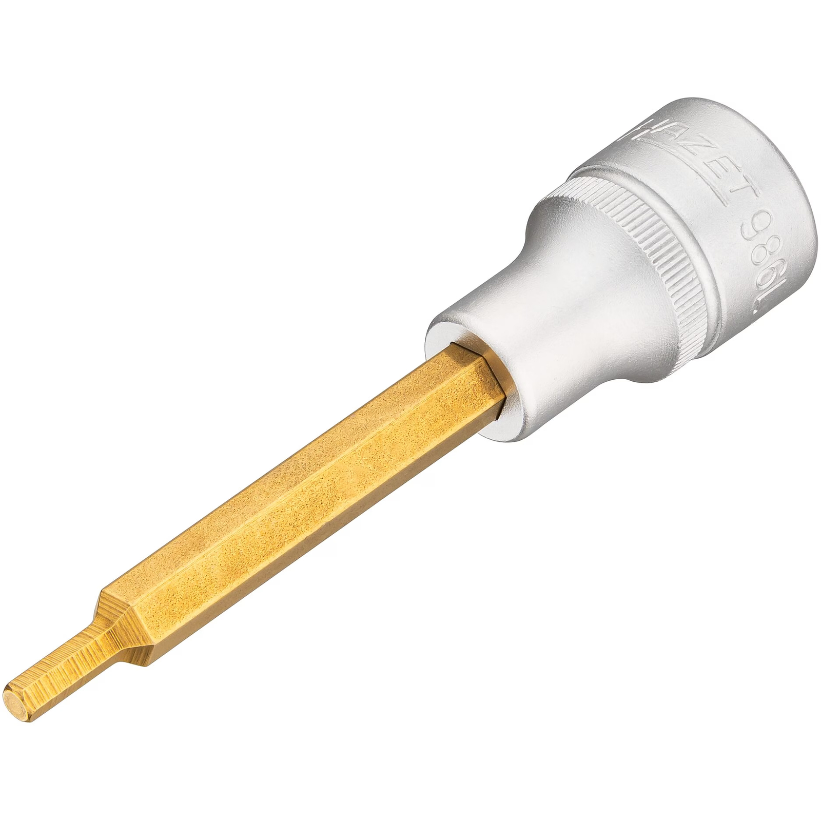 Douille mâle carré creux 1/2 pouce 4 mm avec moletage 100 mm TiN HAZET - 986L-4