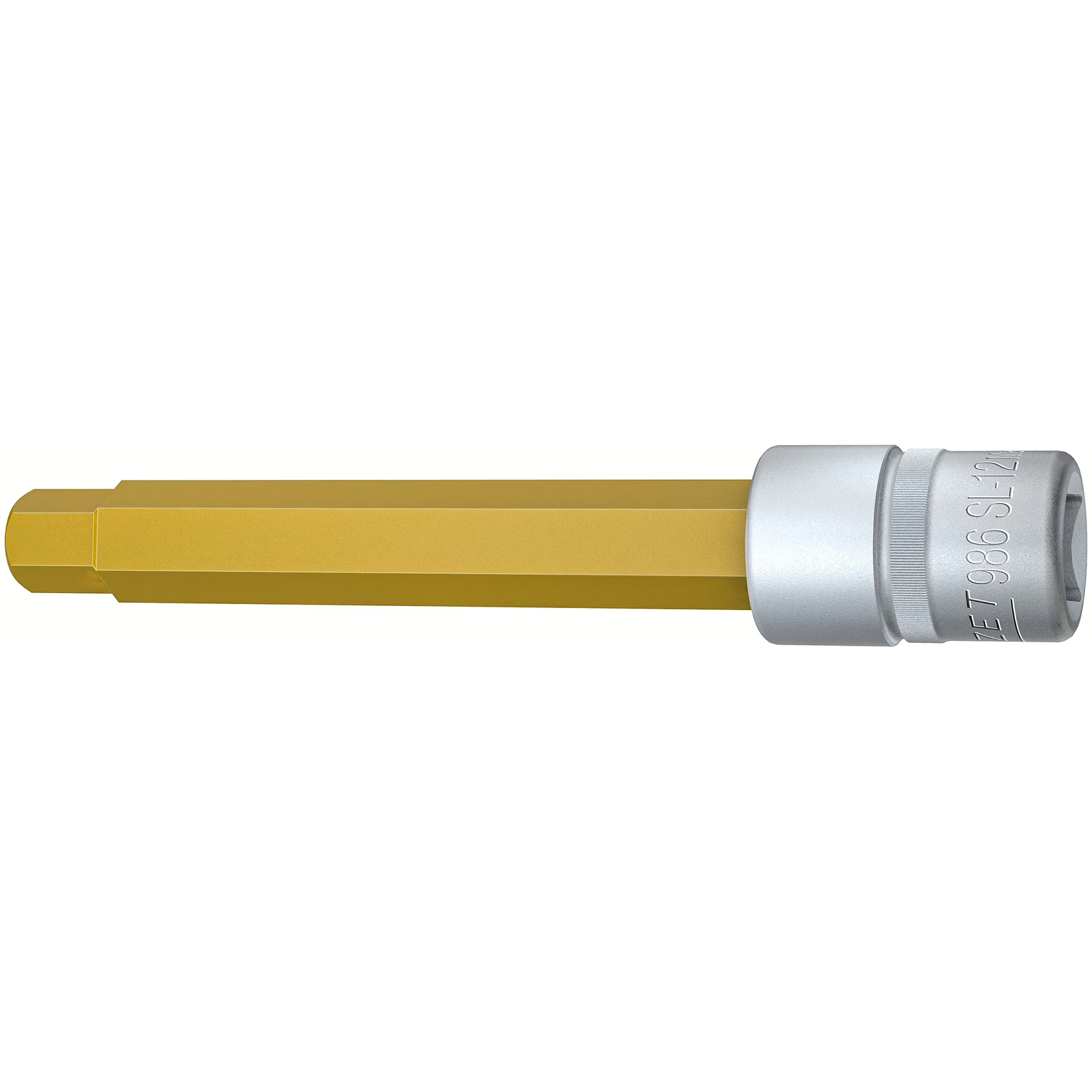 Douille mâle carré creux 1/2 pouce 12 mm extra-longue avec moletage revêtement TiN HAZET - 986SL-12