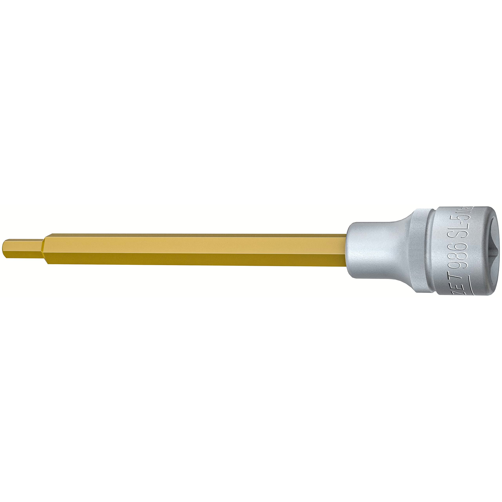 Douille mâle carré creux 1/2 pouce 5 mm extra-longue avec moletage TiN HAZET - 986SL-5