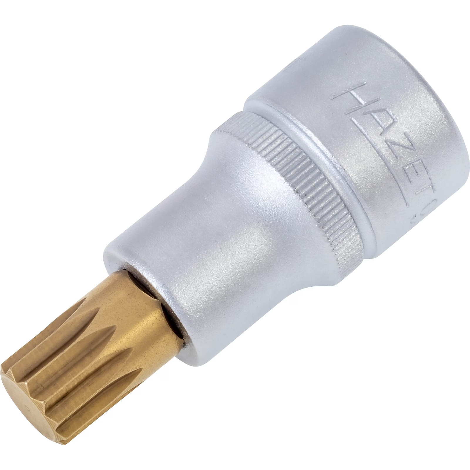 Douille mâle carré creux 1/2 pouce 12,5 mm profil denture multiple intérieur XZN M12 avec moletage HAZET - 990-12