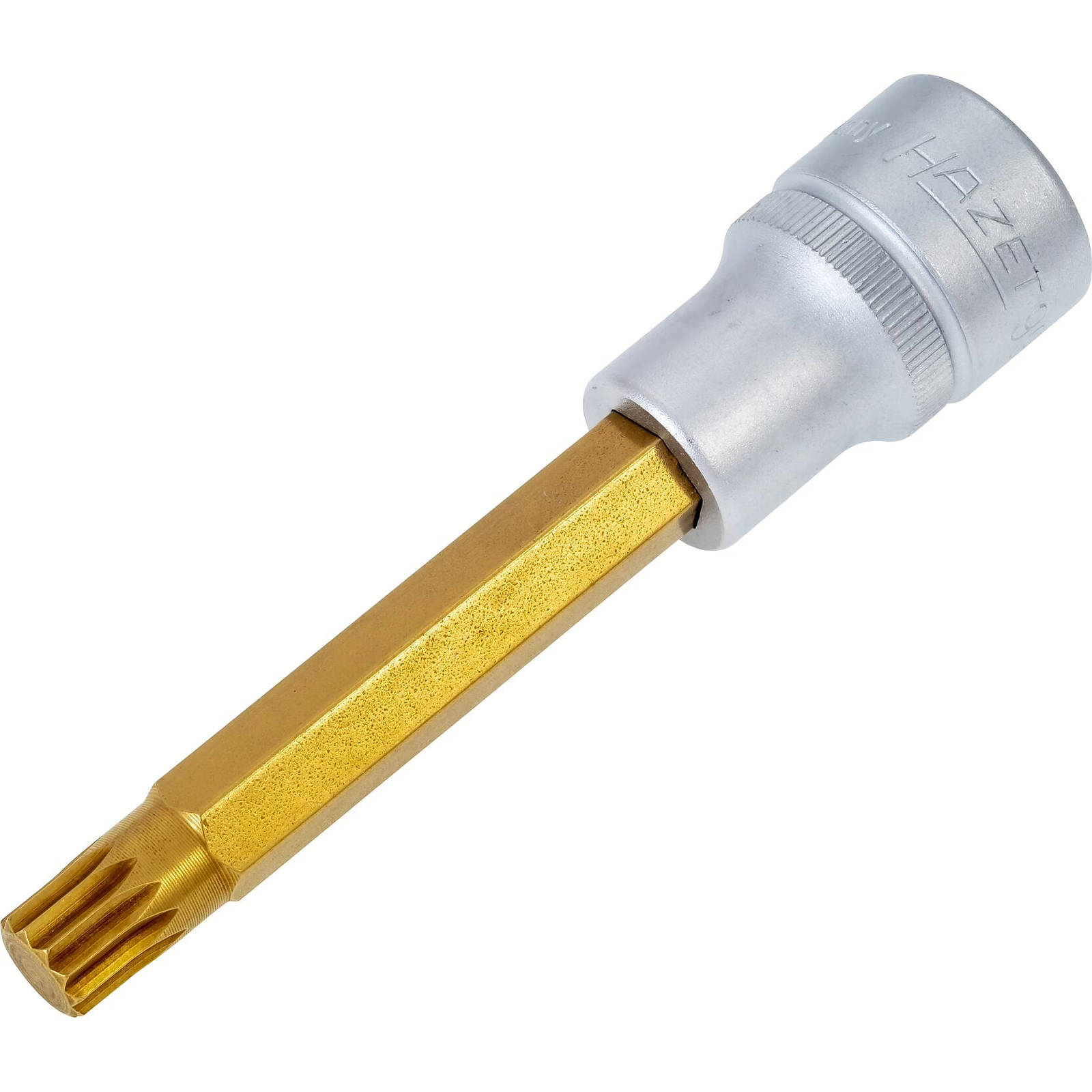 Douille mâle carré creux 1/2 pouce profil denture multiple intérieur XZN M10 avec moletage HAZET - 990LG-10