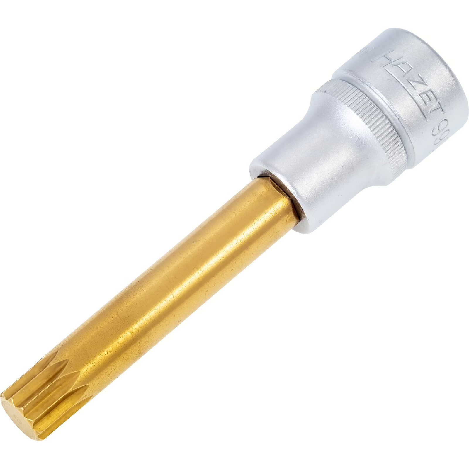 Douille mâle carré creux 1/2 pouce profil denture multiple intérieur XZN M12 avec moletage 100 mm HAZET - 990LG-12