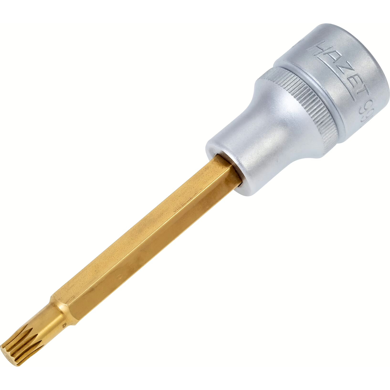 Douille mâle carré creux 1/2 pouce 12,5 mm profil denture multiple intérieur XZN M6 avec moletage 100 mm HAZET - 990LG-6