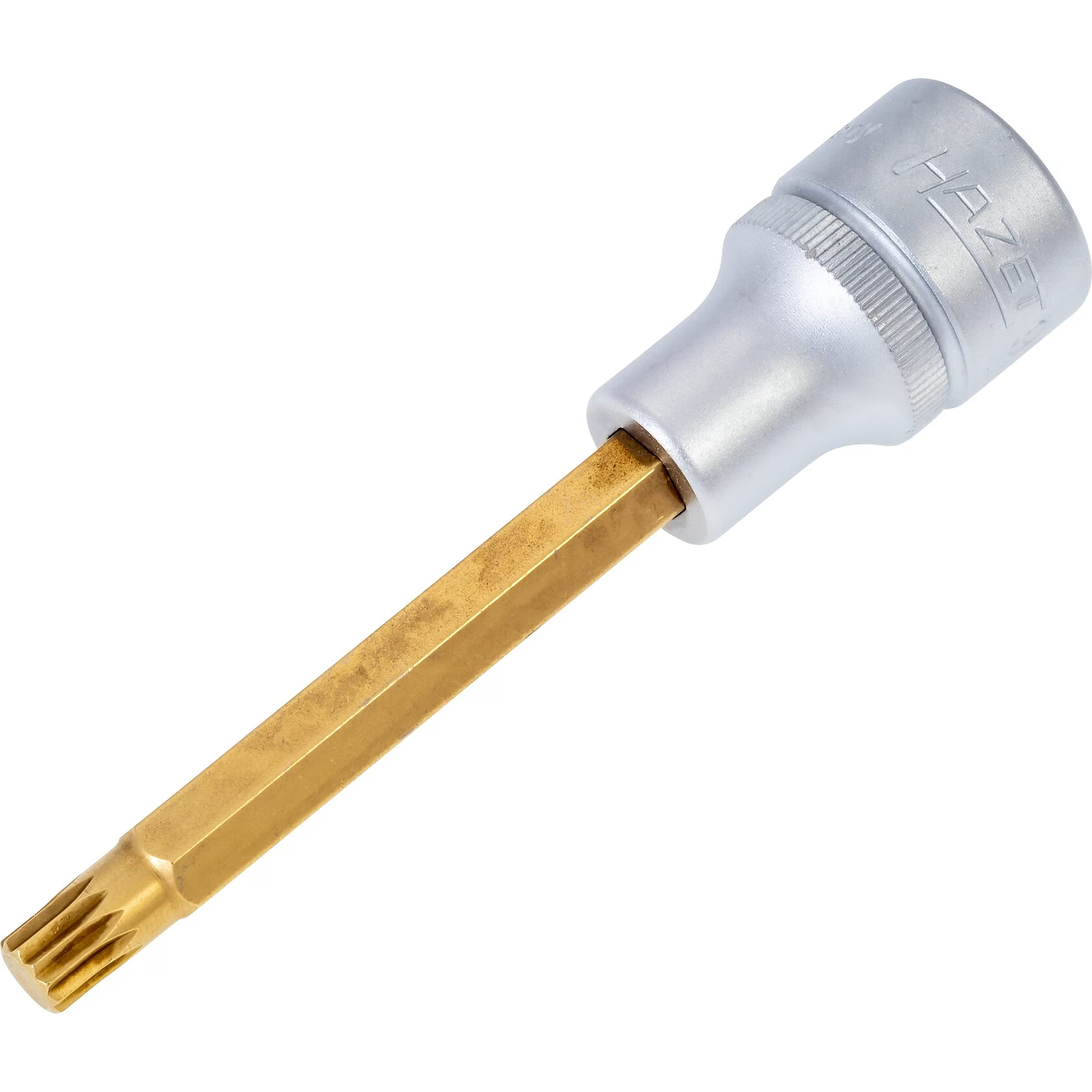 Douille mâle carré creux 1/2 pouce profil denture multiple intérieur XZN M8 avec moletage 100 mm HAZET - 990LG-8