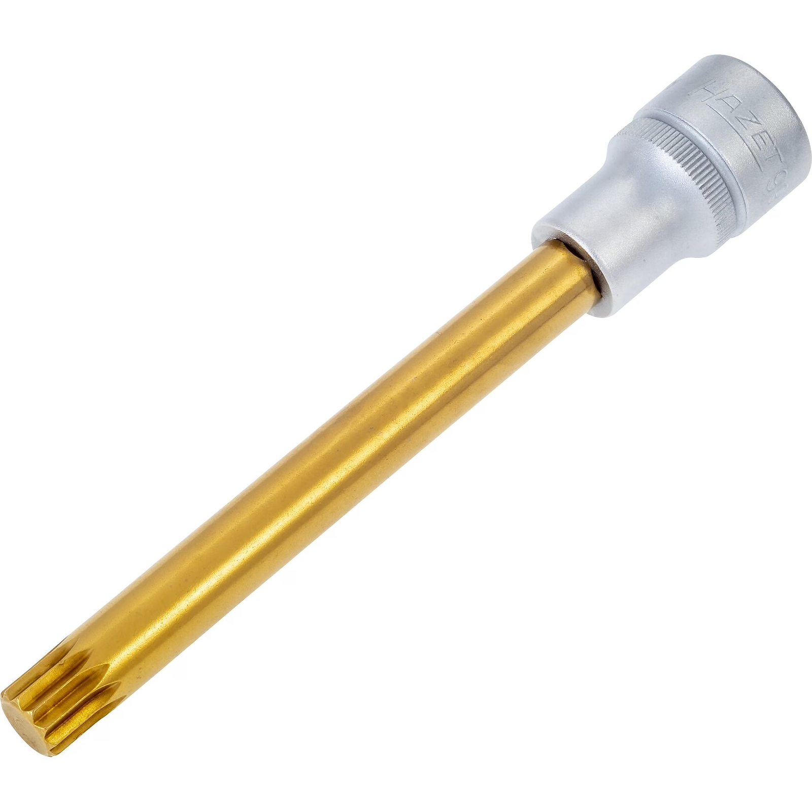 Douille mâle carré creux 1/2 pouce profil denture multiple intérieur XZN M12 avec moletage 140 mm HAZET - 990SLG-12