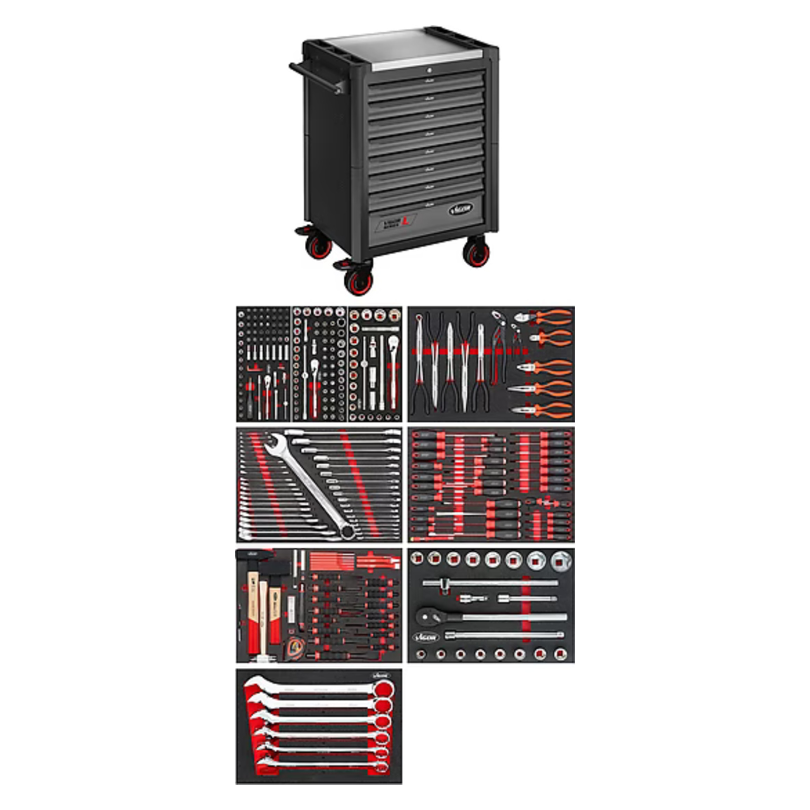 Servante d'atelier série L avec assortiment  VIGOR - V1901-X/NKW
