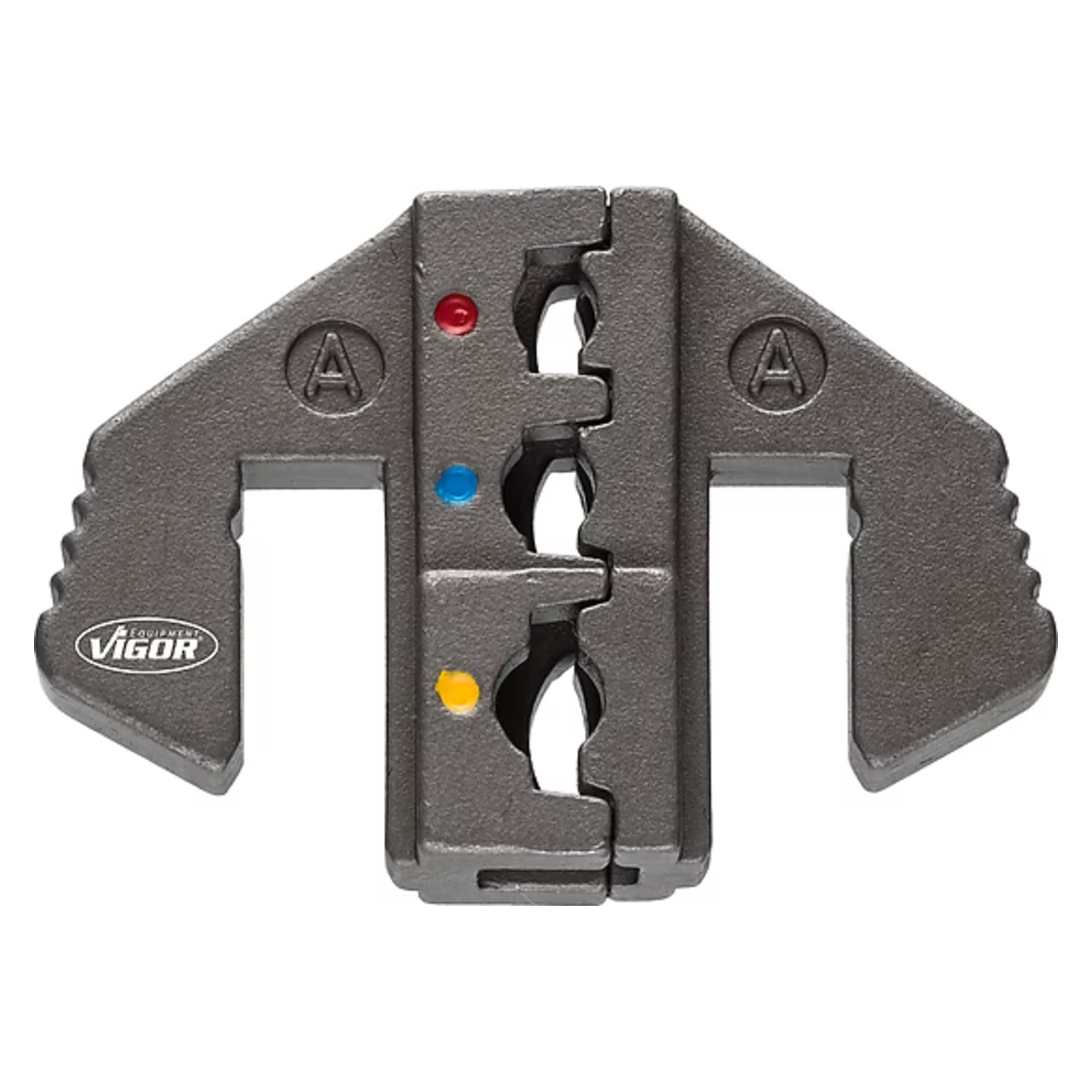 Mâchoire A : pour les cosses de câbles isolées de 0,5 – 6,0 mm2 (rouge bleu jaune)  VIGOR - V2499-A