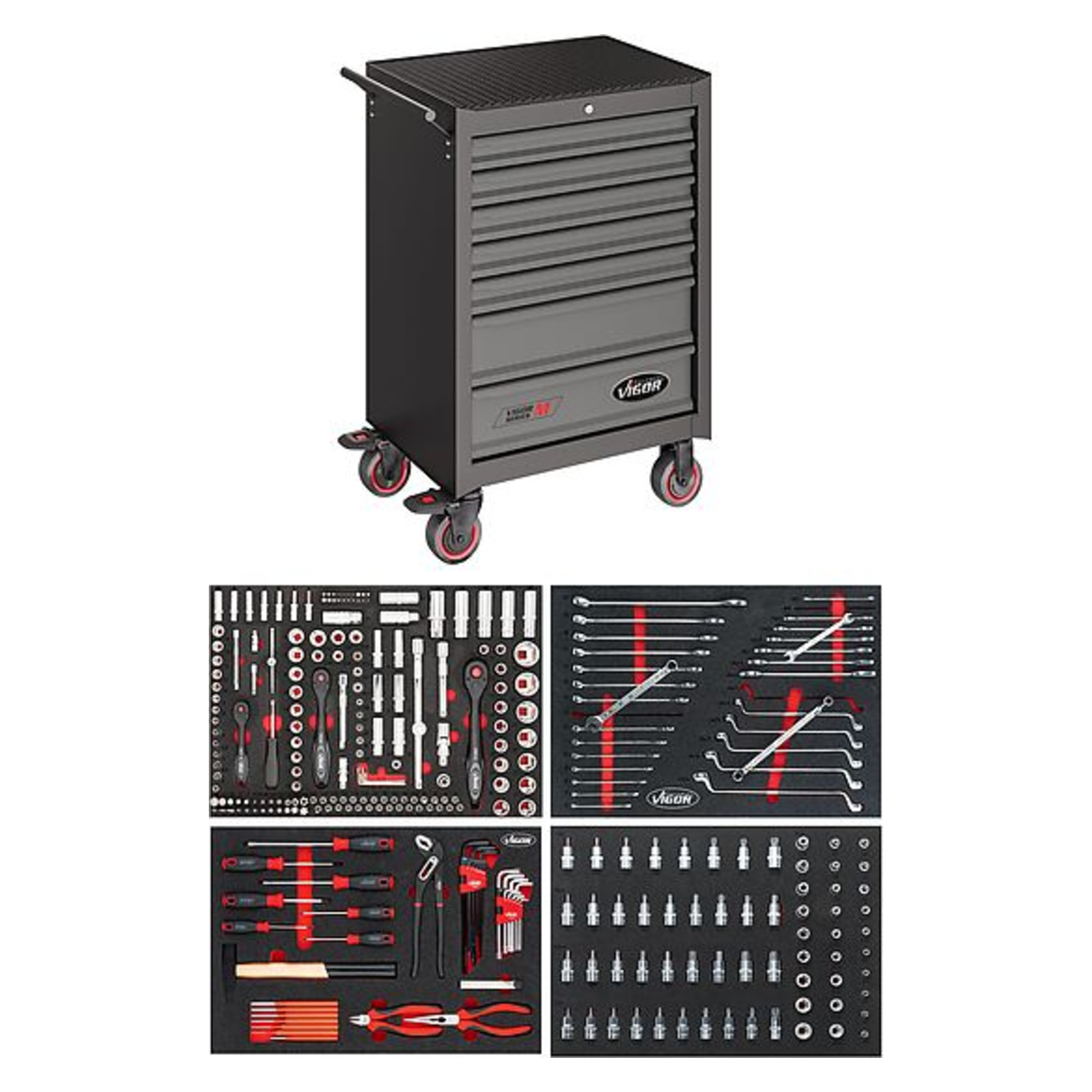 Servante d'atelier séries M avec assortiment  VIGOR - V2712N