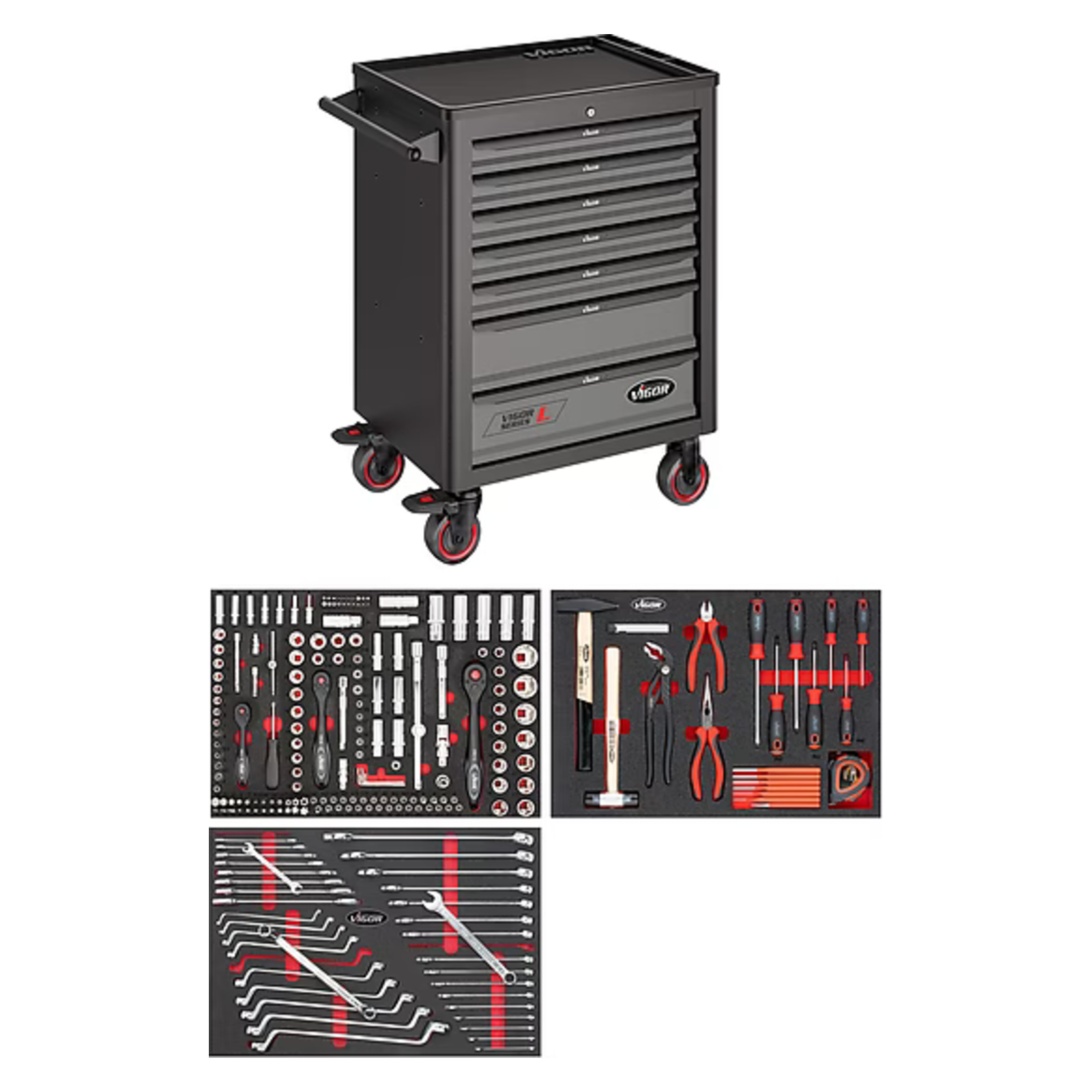 Servante d'atelier séries L avec assortiment  VIGOR - V4219