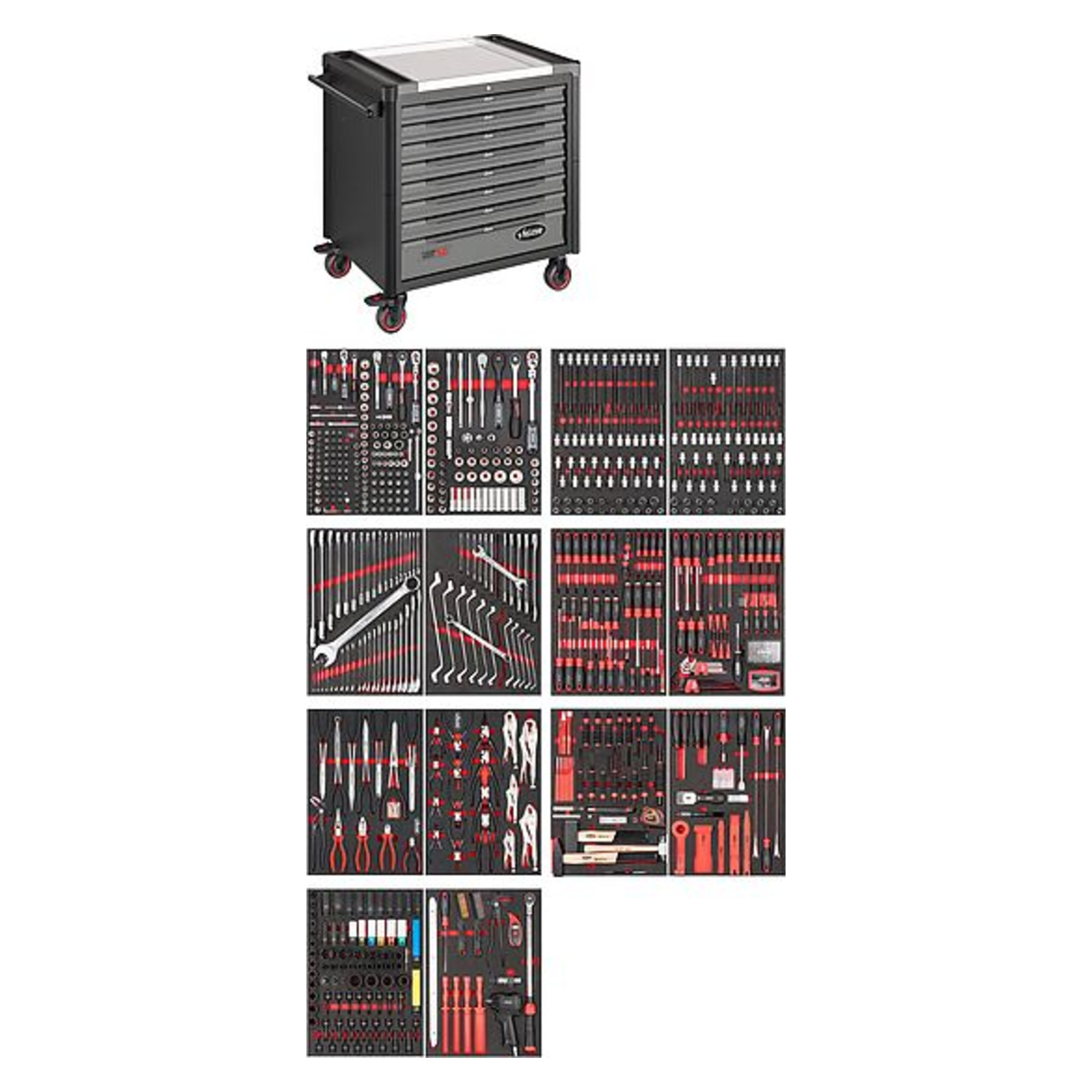 Servante d'atelier séries XD extra-profonde plateau de travail en acier inoxydable avec assortiment  VIGOR - V4481-XD/775