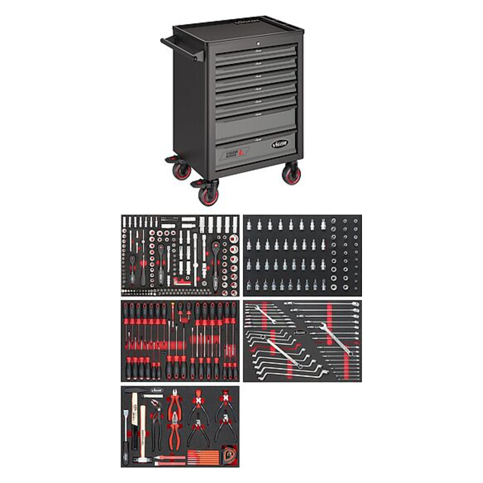 Servante d'atelier séries L avec assortiment  VIGOR - V4560