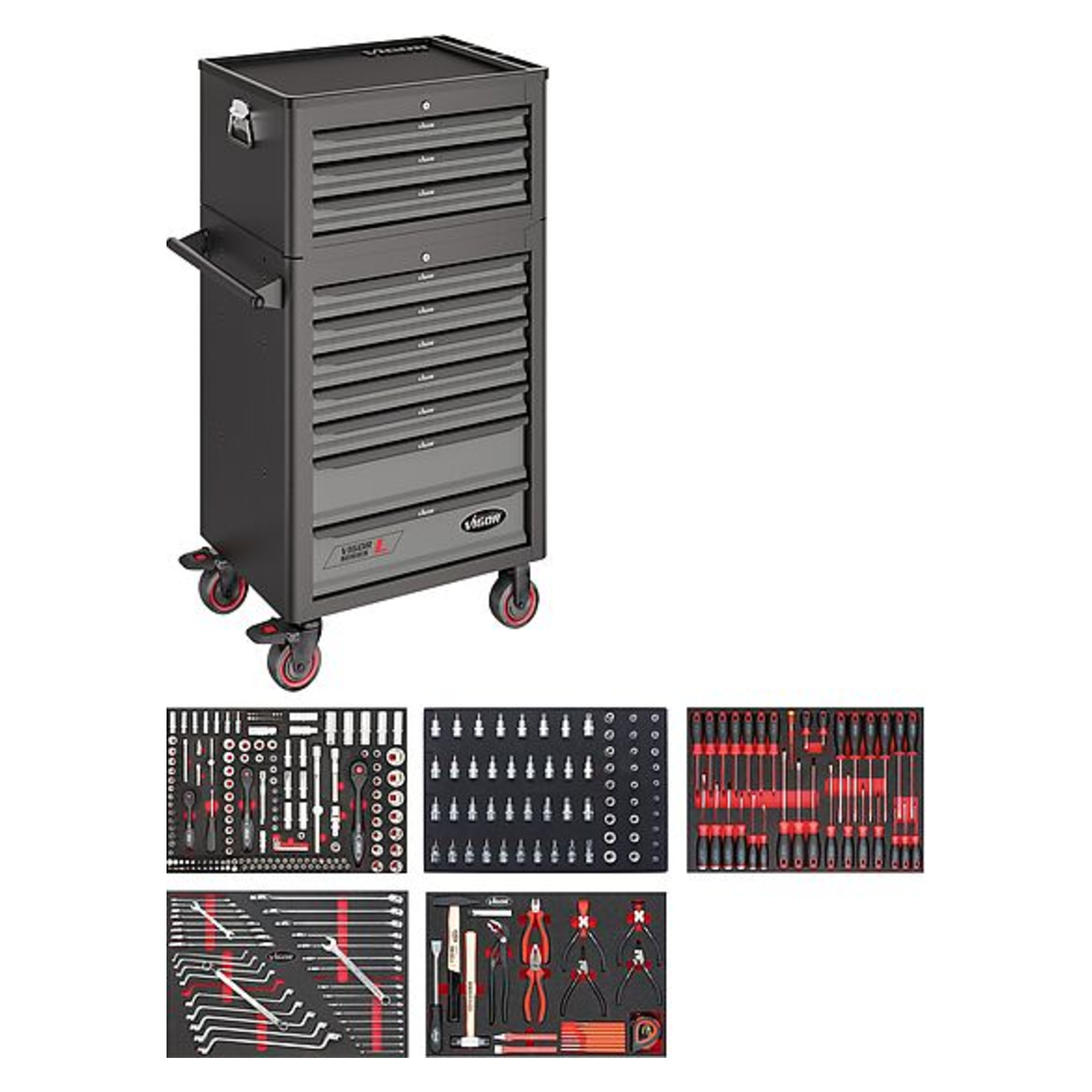 Servante d'atelier séries L avec assortiment et coffre à tiroirs  VIGOR - V4561