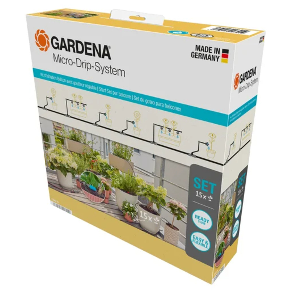 Kit d'initiation pour balcon avec goutteur réglable (15 plantes) - GARDENA - 13402-26