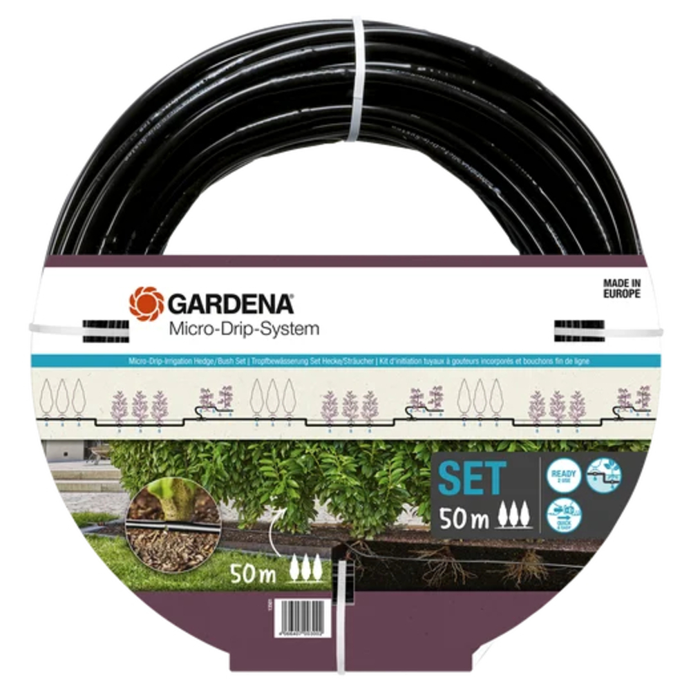 Kit d'initiation 50 m de tuyau à goutteurs incorporés et bouchon fin de ligne - GARDENA - 13501-20