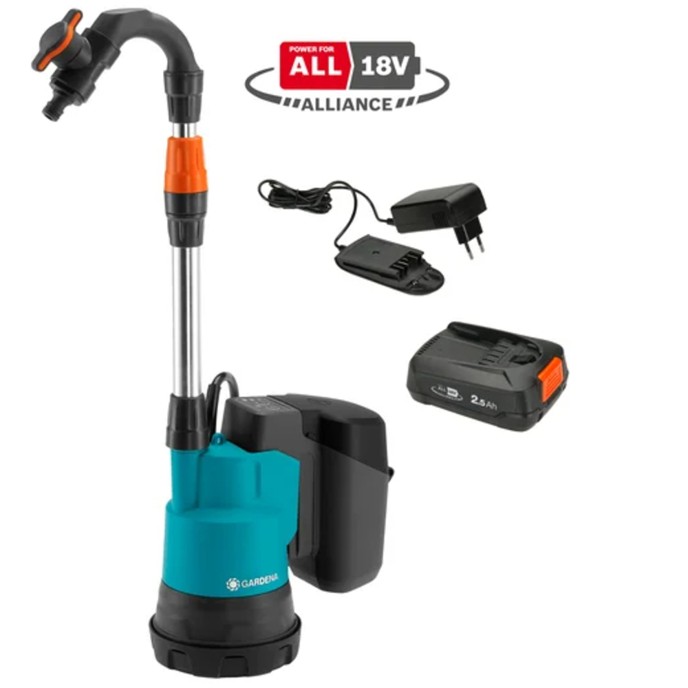 Pompe pour collecteur d'eau de pluie 2000/2 18V P4A avec batterie - GARDENA - 14602-20