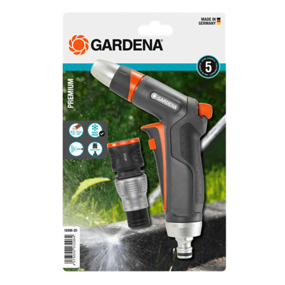 Kit GARDENA pistolet de nettoyage + raccord d'arrosage aquastop Premium - 1830620