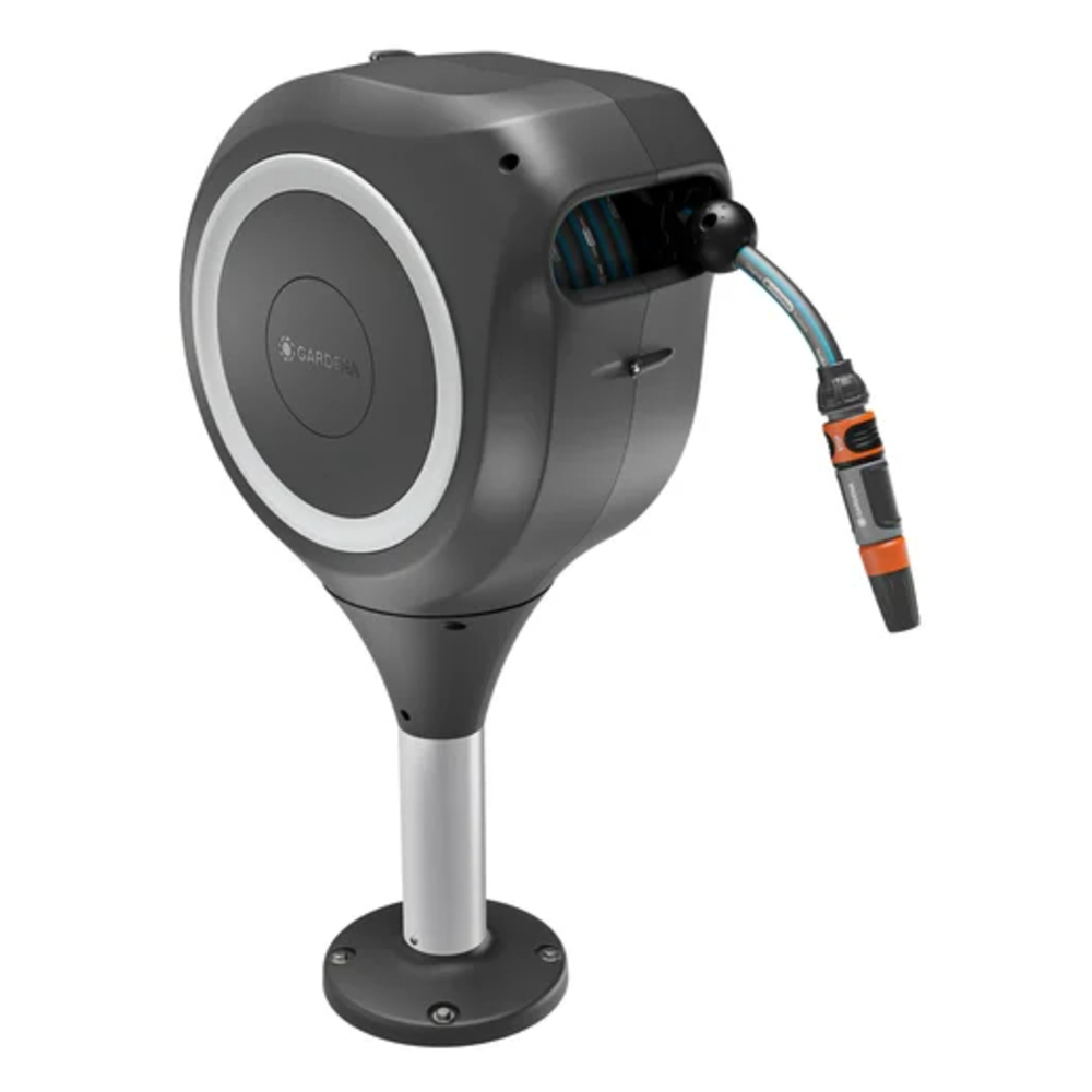 Dévidoir automatique pour terrasse RollUp M tuyau de 20 m blanc - enroulement automatique - GARDENA - 18617-20