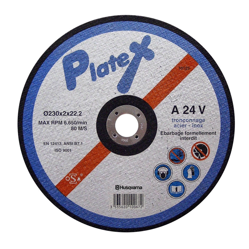 Disque PLATEX HUSQVARNA A 24V Ø 230 acier inox alésage 22,2 - 543058915