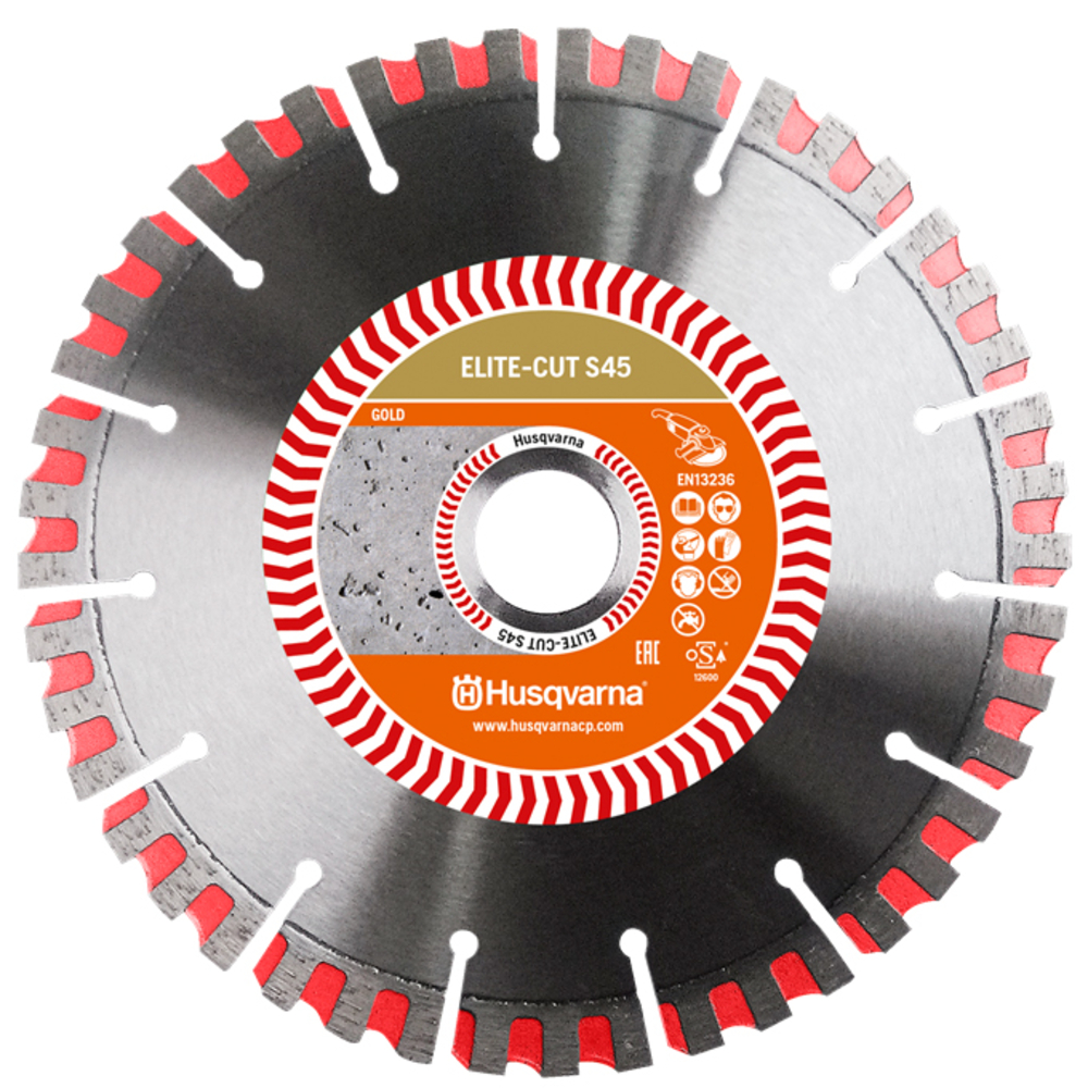 DISQUE DIAMANT HUSQVARNA ELITE CUT S45 POUR MEULEUSE D'ANGLE Ø 230 MM COUPE BRIQUE ET BETON ALÉSAGE 22.2- 579805080