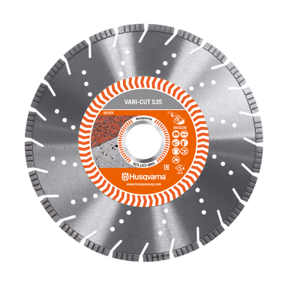 DISQUE DIAMANT HUSQVARNA VARI CUT S35 POUR MEULEUSE D'ANGLE Ø 115 MM POUR PIERRE NATURELLE ET BETON ALÉSAGE 22.2- 579807330