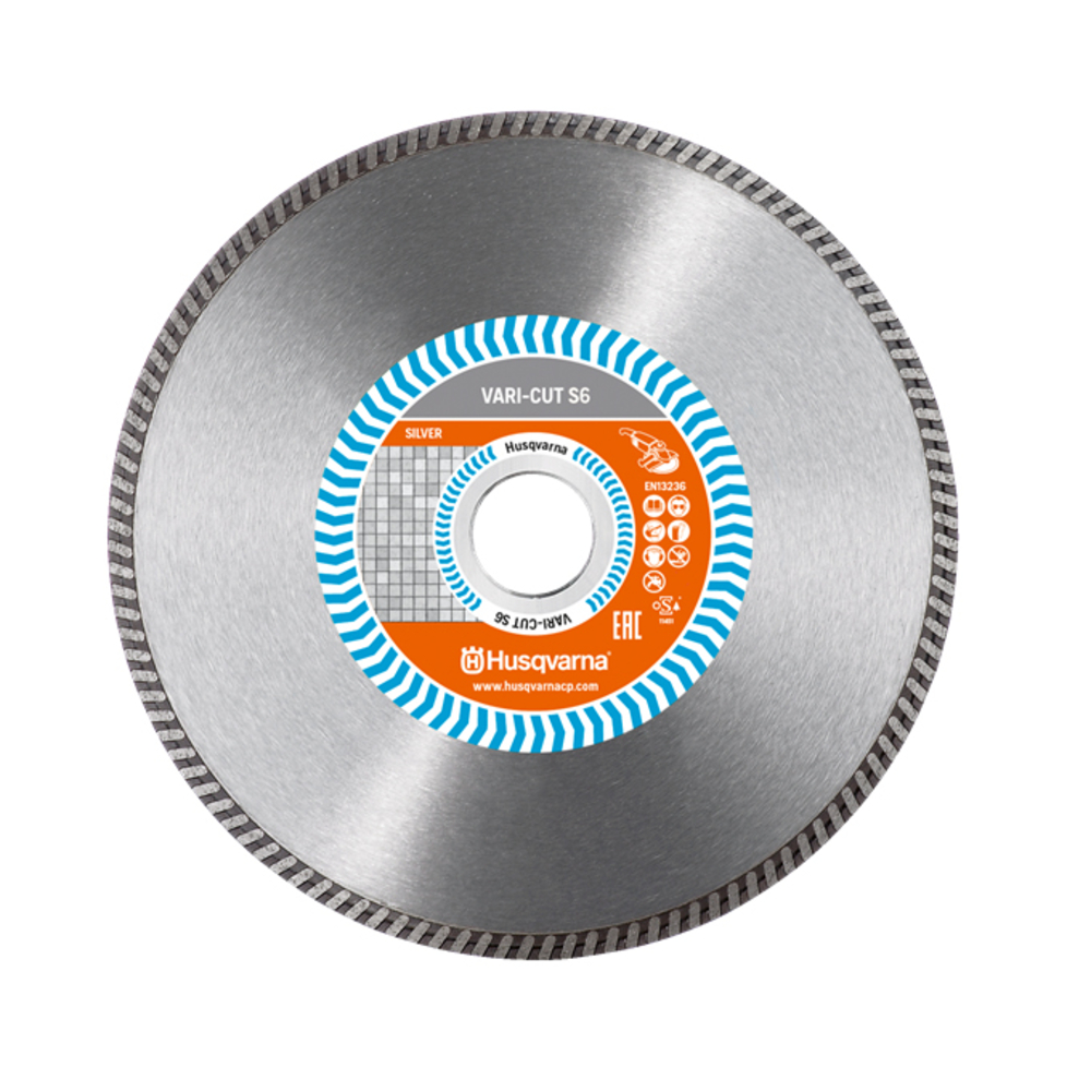 DISQUE DIAMANT HUSQVARNA VARI CUT S6 POUR MEULEUSE D'ANGLE Ø 230 MM POUR CARRELAGE DUR ET CERAMIQUE ALÉSAGE 22.2- 582211180