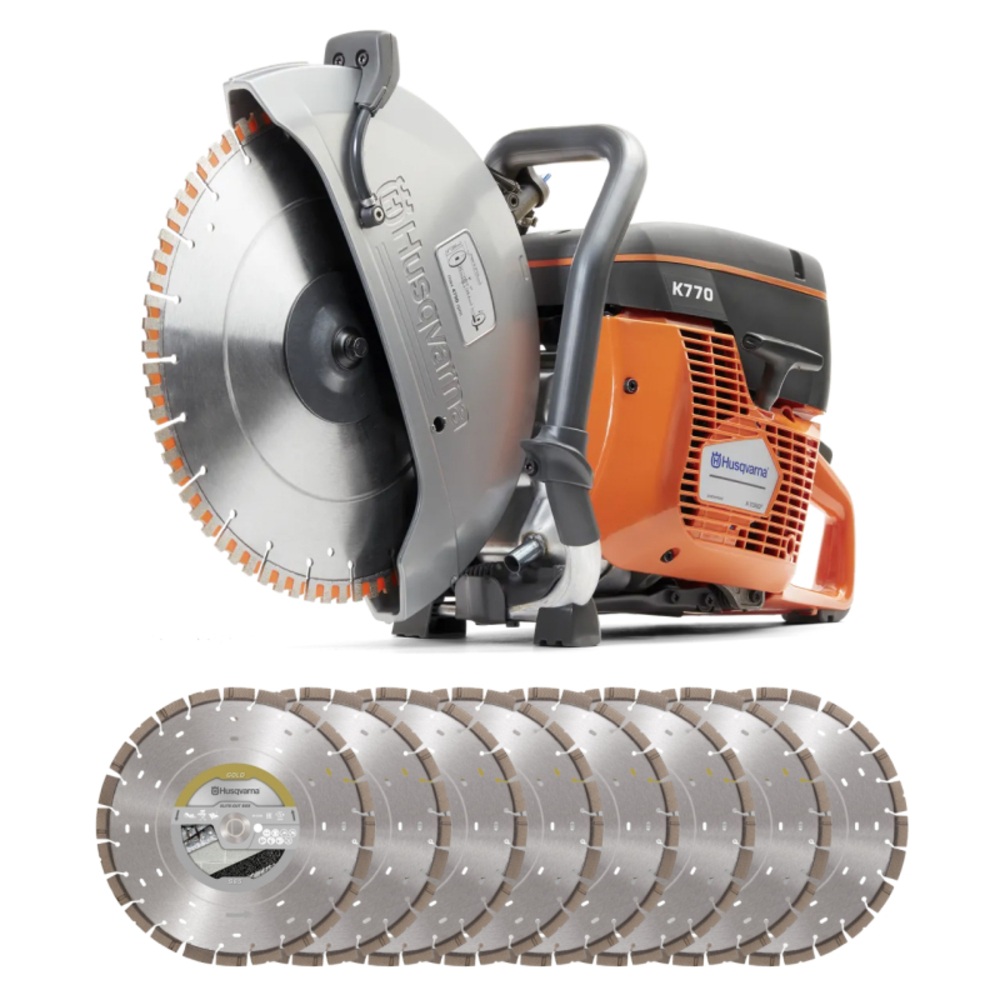 DECOUPEUSE THERMIQUE K770 + LOT 8 DISQUES HUSQVARNA Ø300 MM 12' 967808501