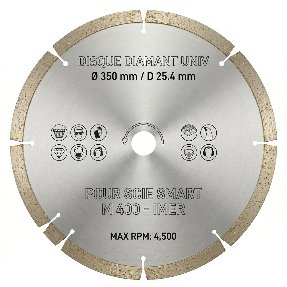 Disque 350 mm alésage 25,4 mm pour scie à matériaux C350 IPOWER - IMER - 04013894