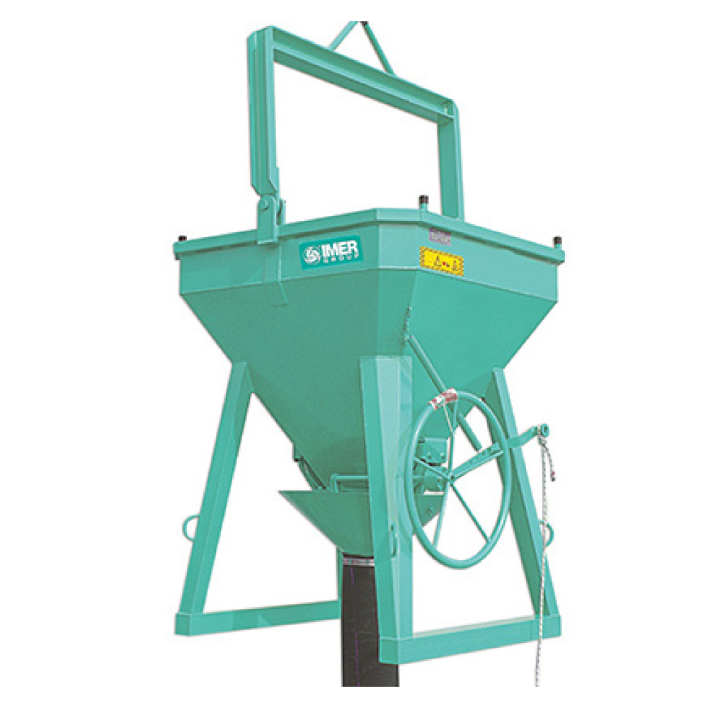 Benne BCE-60V / 600 L à tuyau + entonnoir + volant - IMER - 070209BCE060V