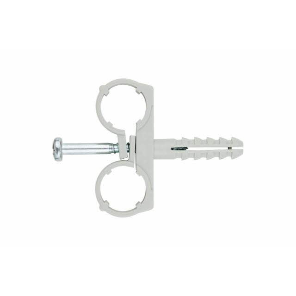 Boite de 100 Collier INDEX double multi tuyaux + cheville Ø8 mm -ABMD10