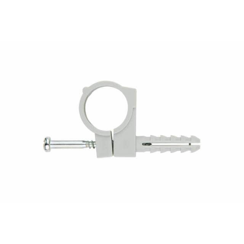 Boite de 100 Collier INDEX simple multi tuyaux + cheville Ø6 mm -ABMS14