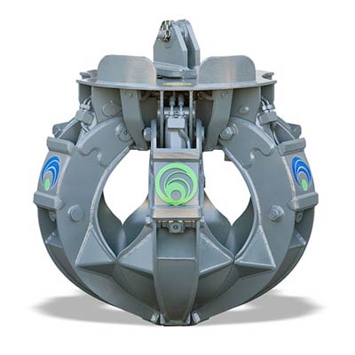 Grappin à ferraille compact pour grue avec moteur de rotation IDROBENNE - PFO6290asym.GRI