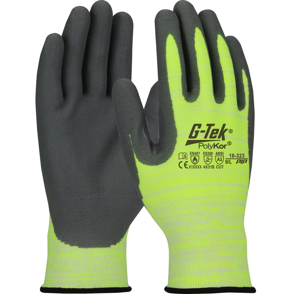 Gants PolyKor Jaune haute visibilité  G-TEK - 16-323