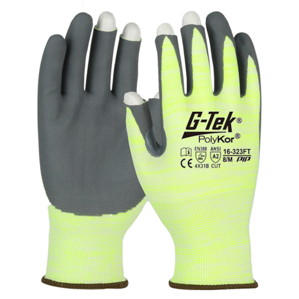Gants PolyKor mousse nitrile jaune haute visibilité  G-TEK - 16-323FT