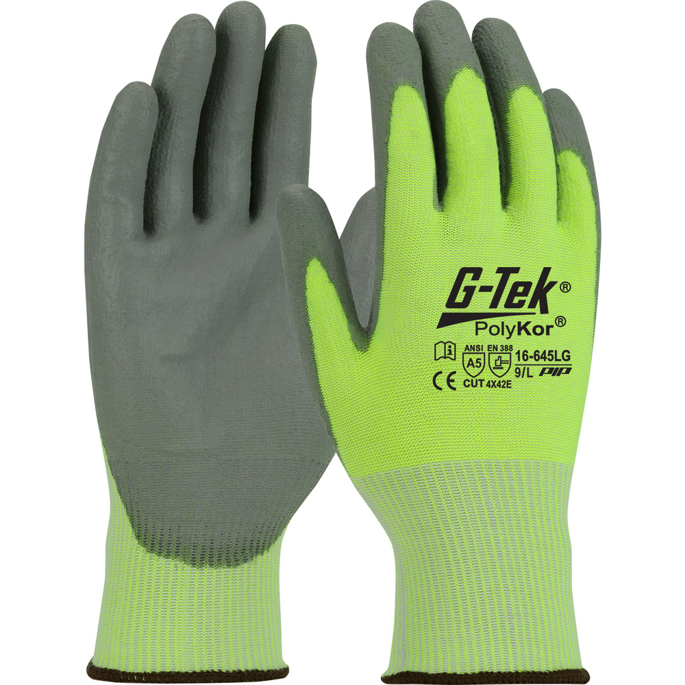Gants PolyKor Jaune haute visibilité  G-TEK - 16-645LG