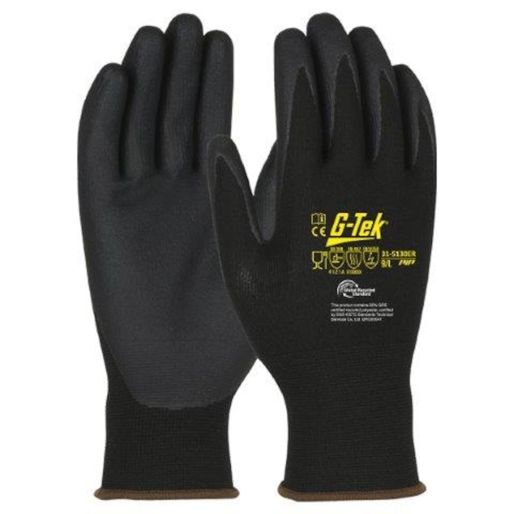 Gants doublure plastique recyclé enduction nitrile 3RX noir  G-TEK - 31-5130ER