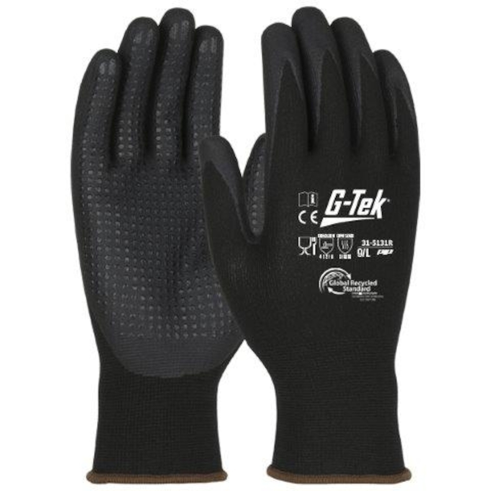 Gants doublure plastique recyclé enduction nitrile/picots 3RX noir  G-TEK - 31-5131R