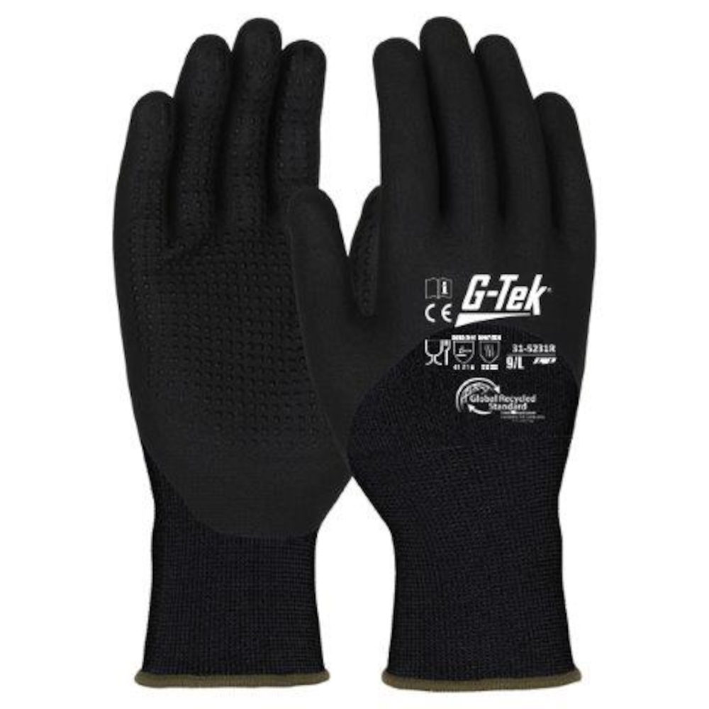 Gants doublure plastique nitrile mousse 3RX noir  G-TEK - 31-5231R