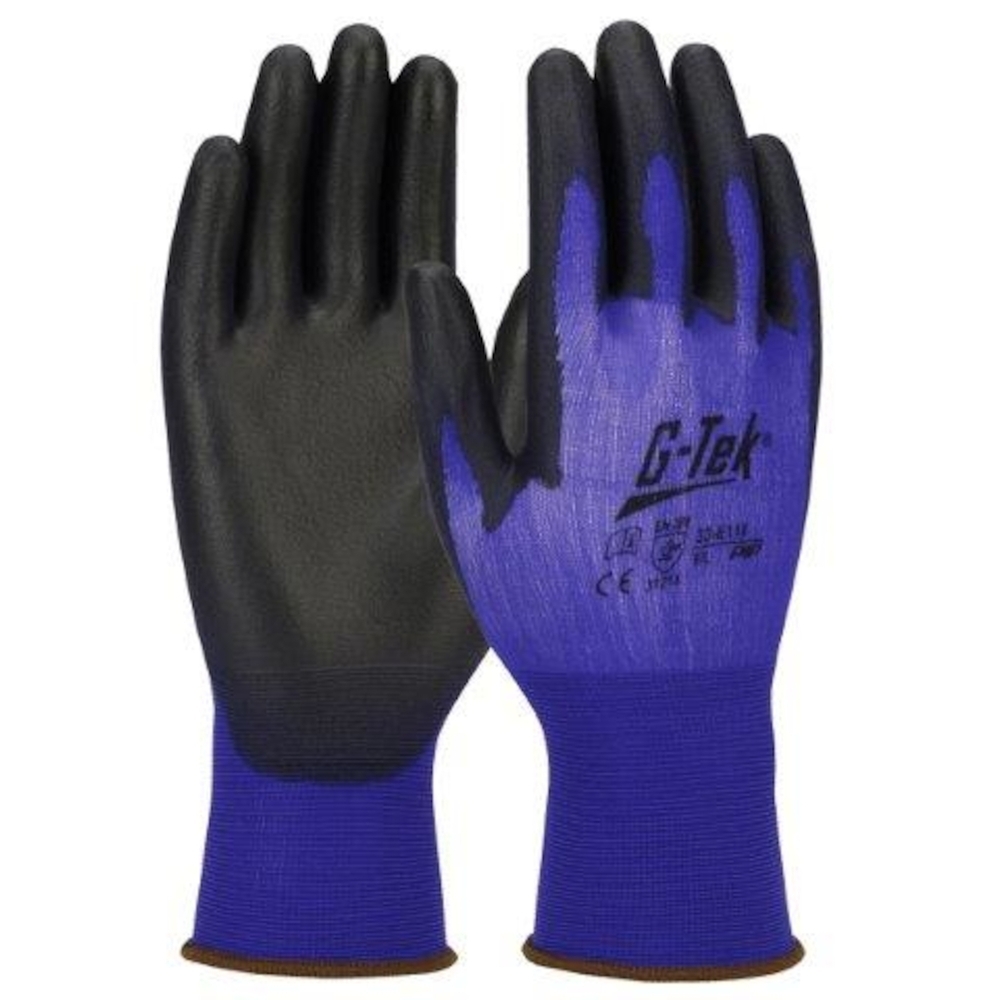 Gants doublure nylon polyuréthane bleu - Lot de 12 - G-TEK - 33-E118