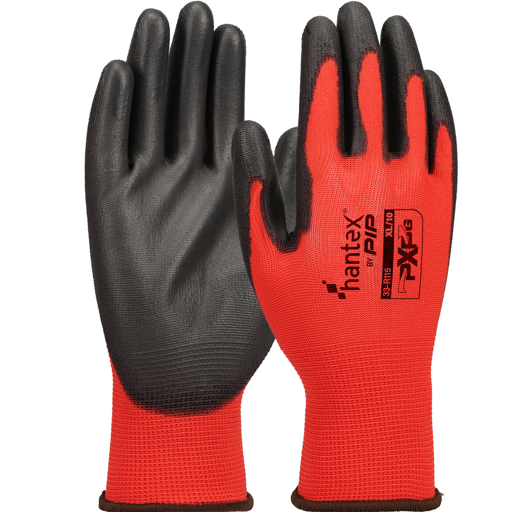 Gants polyurethane PXP-G rouge - Lot de 10 - HANTEX - 33-R115