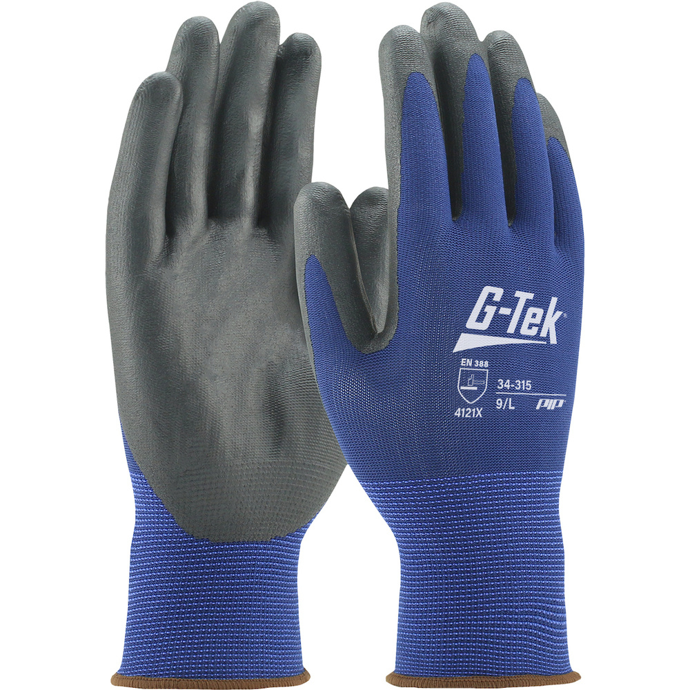 Gants doublure polyester nitrile mousse bleu - Lot de 12 - G-TEK - 34-315